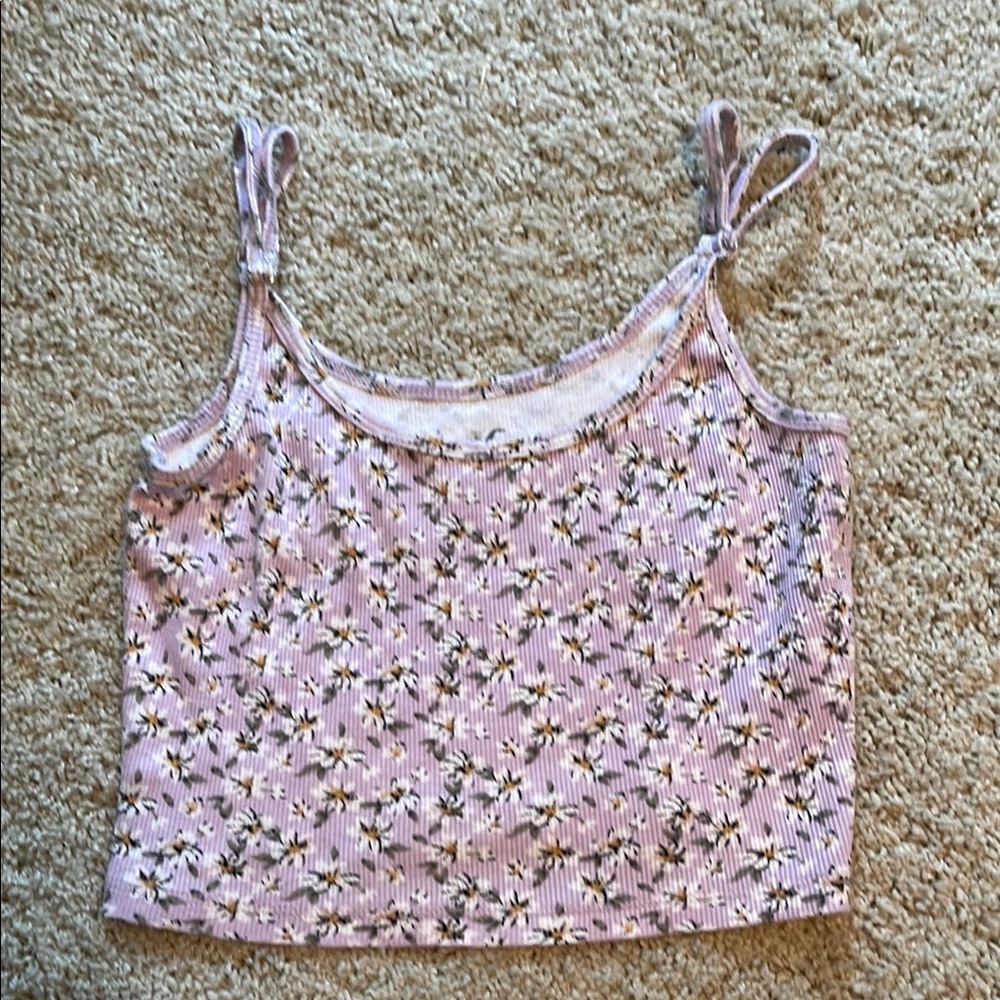 Hollister Purple and White Tie Front Crop Camisole
